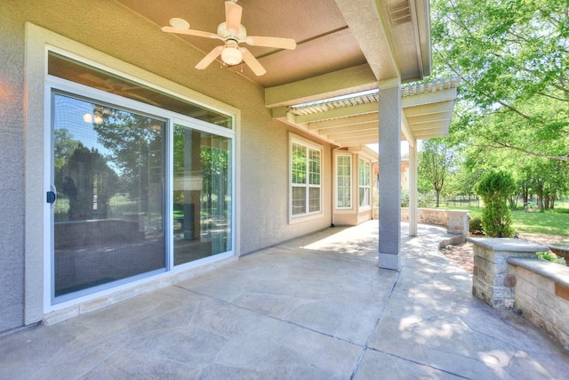 view of patio / terrace with a ceiling fan