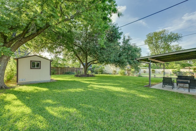 8504 Burrell Dr, Austin, TX 78757 - fenced backyard featuring a patio and a shed