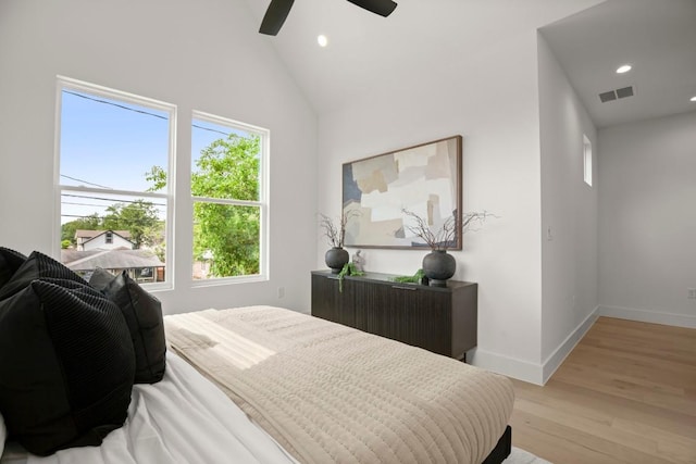 6110 Atwood St Unit 1, Austin, TX 78741 - bedroom featuring light wood-style floors, baseboards, recessed lighting, and visible vents