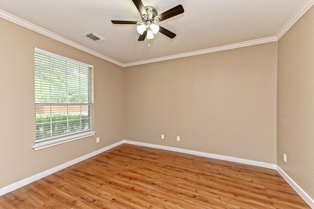 3705 Derby Trl, Round Rock, TX 78681 - unfurnished room featuring crown molding, light wood-style flooring, and ceiling fan