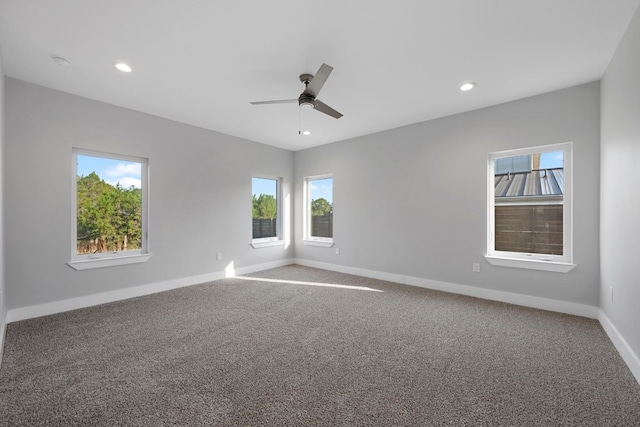 3503 Constitution Dr, Lago Vista, TX 78645 - unfurnished room featuring a ceiling fan, carpet floors, recessed lighting, and a smoke detector