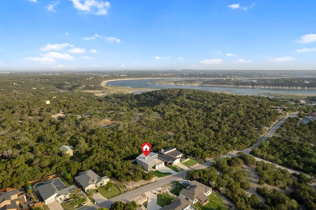 3503 Constitution Dr, Lago Vista, TX 78645 - aerial view of property's location with a large body of water and a forest