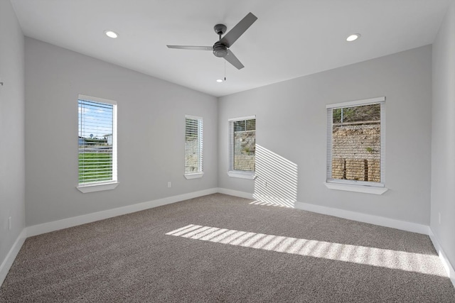 3503 Constitution Dr, Lago Vista, TX 78645 - unfurnished room with plenty of natural light, carpet floors, a ceiling fan, and recessed lighting