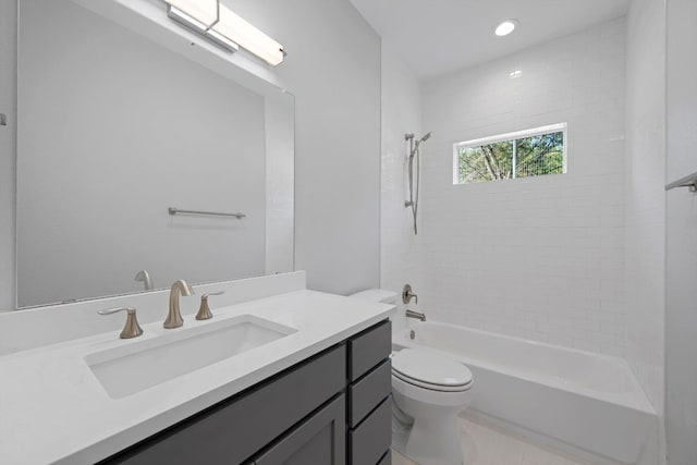 3503 Constitution Dr, Lago Vista, TX 78645 - bathroom featuring vanity, shower / washtub combination, and recessed lighting