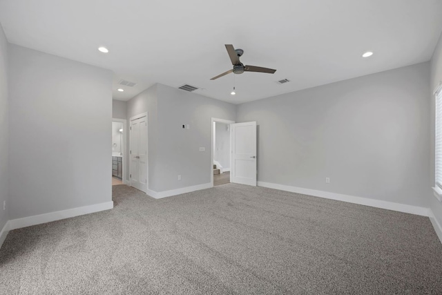 3503 Constitution Dr, Lago Vista, TX 78645 - carpeted spare room featuring a ceiling fan and recessed lighting