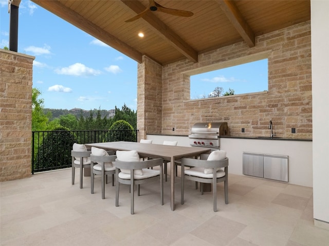 4701 Peralta Ln, Austin, TX 78735 - view of patio featuring area for grilling, outdoor dining area, and ceiling fan