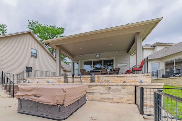 2228 Williams Lakeshore Dr, Kingsland, TX 78639 - view of patio featuring stairs and a hot tub