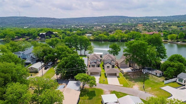 2228 Williams Lakeshore Dr, Kingsland, TX 78639 - birds eye view of property with a residential view and a water view