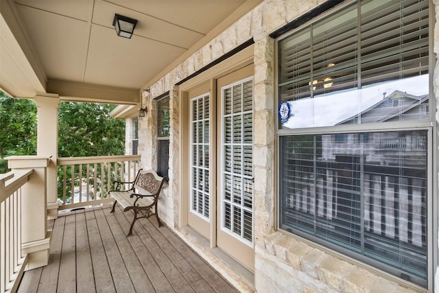 wooden terrace with covered porch
