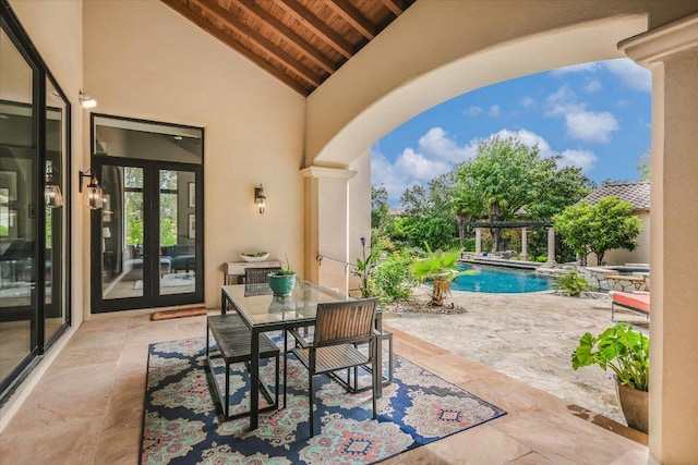 201 Costa Bella Dr, Austin, TX 78734 - view of patio featuring french doors and an outdoor pool