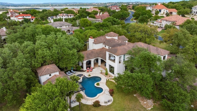 201 Costa Bella Dr, Austin, TX 78734 - aerial view of residential area featuring a pool