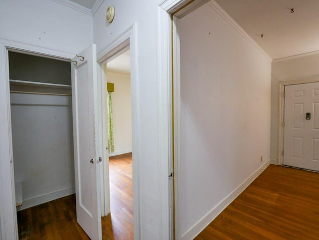810 E 45th St, Austin, TX 78751 - corridor with baseboards, ornamental molding, and wood finished floors