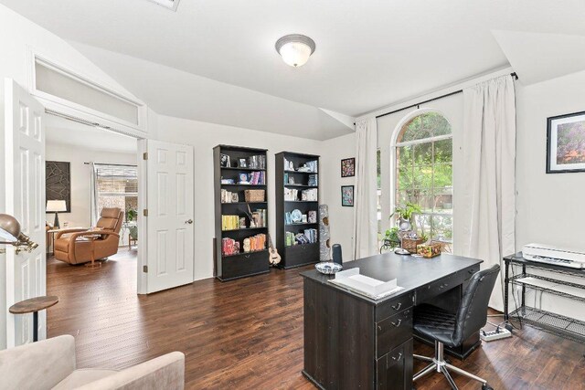 office space featuring dark wood finished floors