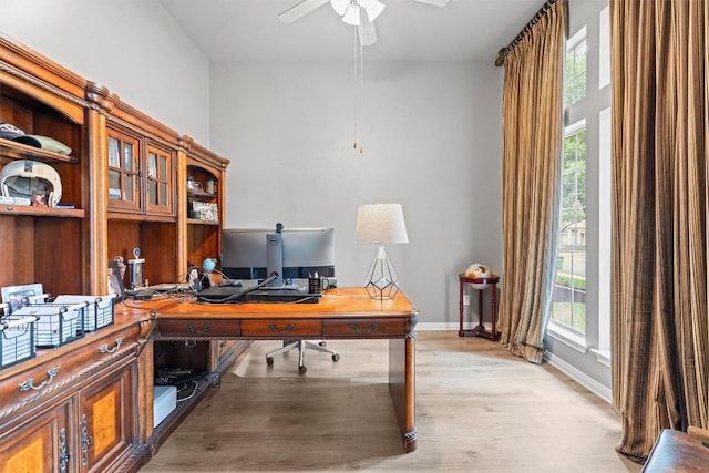 3912 Walsh Ranch Blvd, Round Rock, TX 78681 - office area with a ceiling fan and light wood finished floors