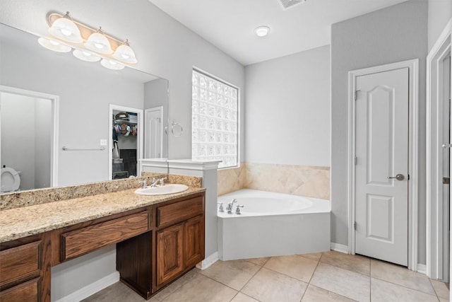 3912 Walsh Ranch Blvd, Round Rock, TX 78681 - full bath with a bath, vanity, and tile patterned flooring