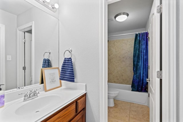 3912 Walsh Ranch Blvd, Round Rock, TX 78681 - bathroom featuring vanity, tile patterned floors, and shower / bath combination with curtain