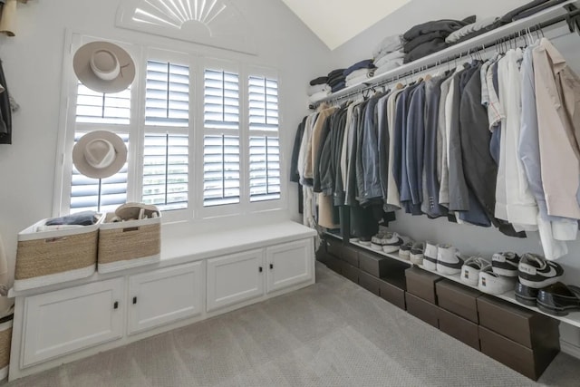 12407 Old Salt Trl, Austin, TX 78732 - walk in closet with vaulted ceiling and light colored carpet