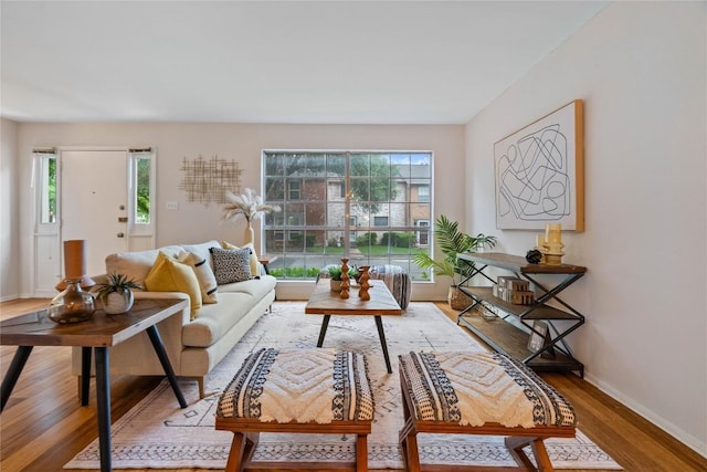 7253 Creekside Dr, Austin, TX 78752 - living room with baseboards and wood finished floors