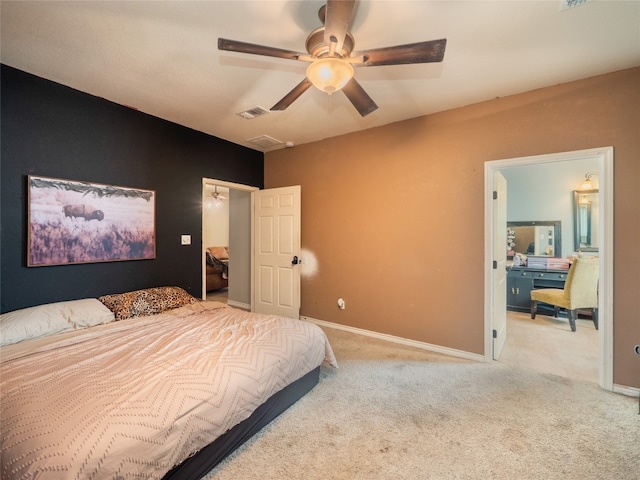 419 Spyglass St, Marble Falls, TX 78654 - bedroom with carpet floors, baseboards, and a ceiling fan