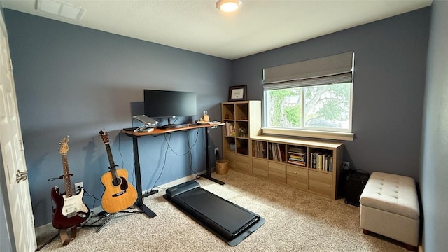 workout area featuring carpet and visible vents