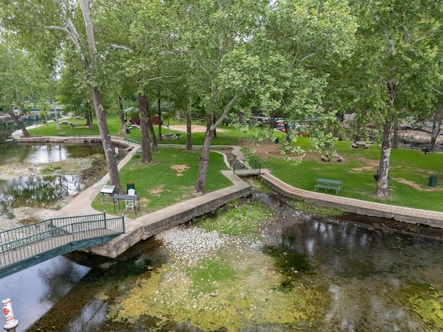 surrounding community featuring a water view and view of scattered trees
