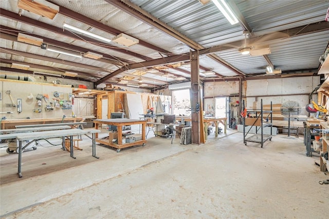 interior space with a workshop area