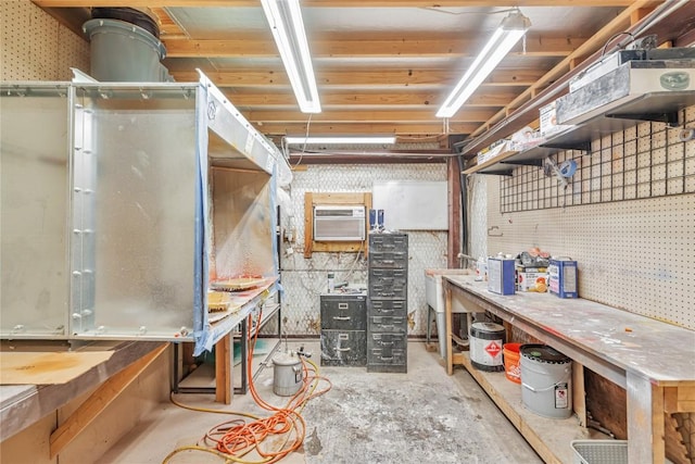 storage area with a wall unit AC