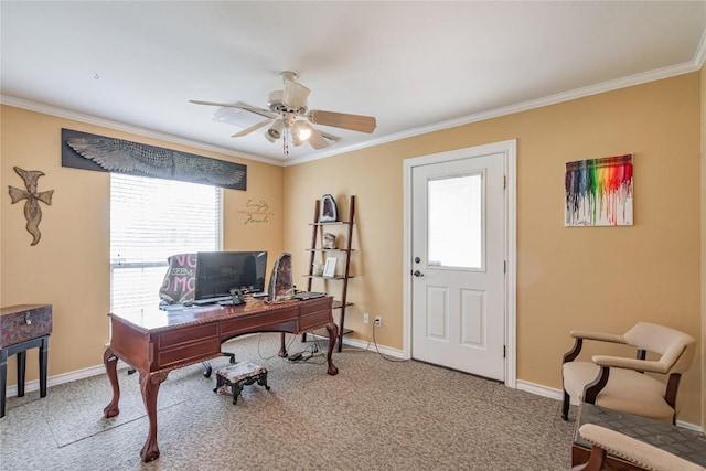 200 County Road 180, Leander, TX 78641 - carpeted office featuring crown molding and ceiling fan