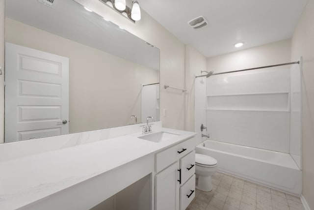 3944 Tufino Ln, Round Rock, TX 78665 - full bathroom with toilet, visible vents, vanity, and shower / washtub combination