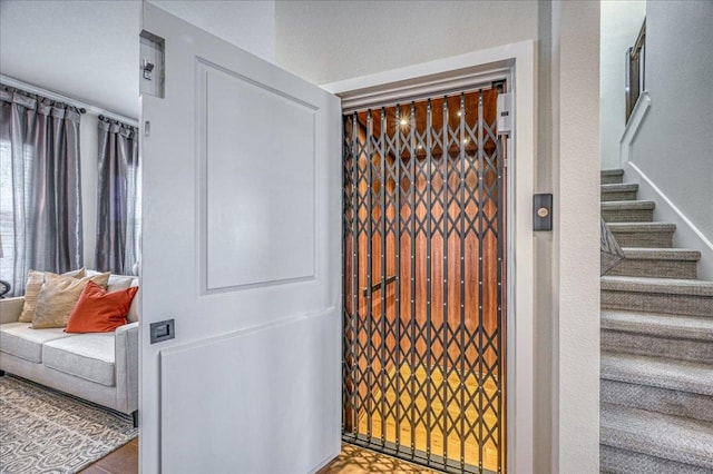 wine area with elevator