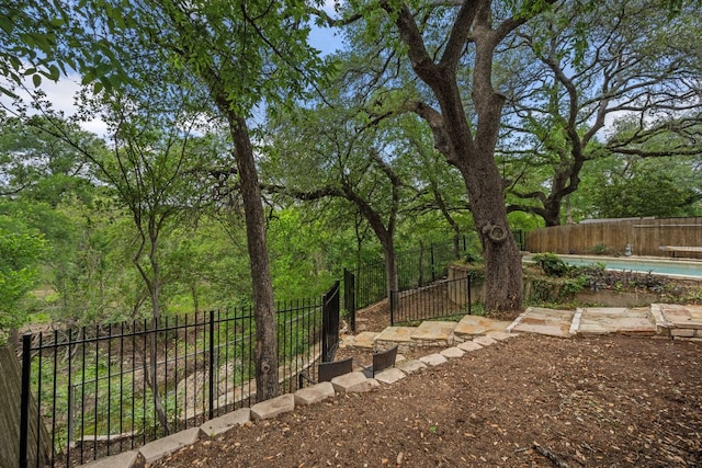 view of yard with a fenced backyard