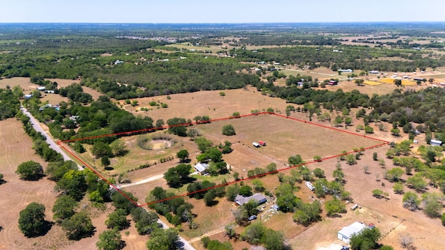 drone / aerial view with a rural view