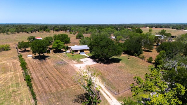 birds eye view of property featuring a rural view