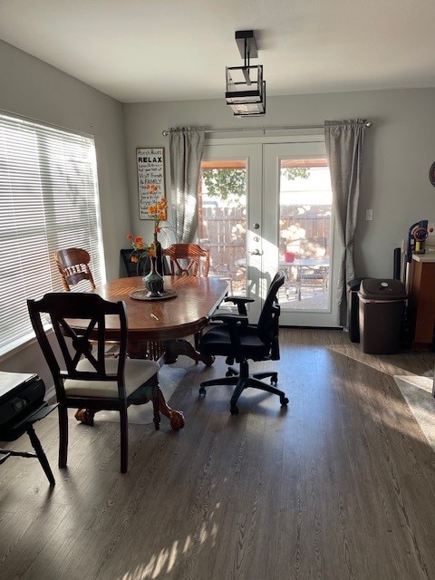 3508 Sandy Brook Dr, Round Rock, TX 78665 - dining space with french doors and wood finished floors