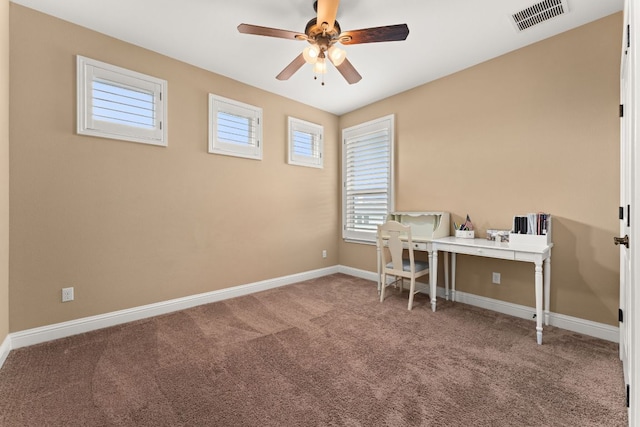 503 Wester Ross Ln, Lakeway, TX 78738 - carpeted office featuring a ceiling fan and baseboards