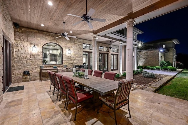 view of patio / terrace featuring a ceiling fan and outdoor dining space