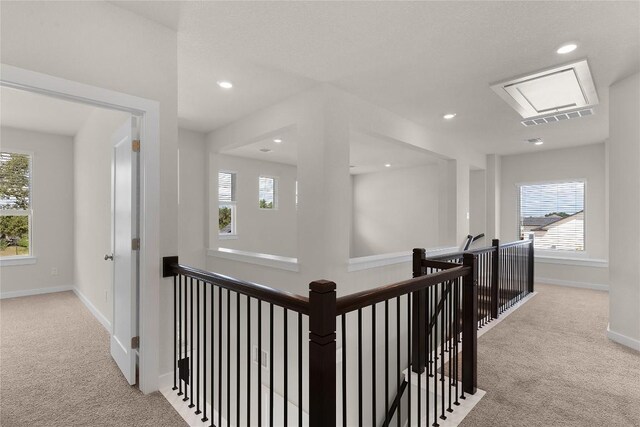 2705 Sage Ranch Dr Unit 22, Leander, TX 78641 - hall with carpet, an upstairs landing, healthy amount of natural light, and recessed lighting