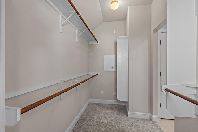 124 Oakstone Dr, Georgetown, TX 78628 - walk in closet with carpet floors and vaulted ceiling