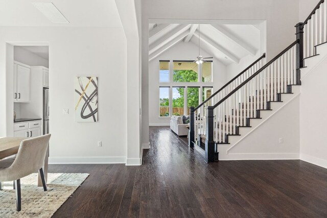 14108 Laurinburg Dr, Austin, TX 78717 - entrance foyer with hardwood / wood-style flooring, a ceiling fan, and stairway