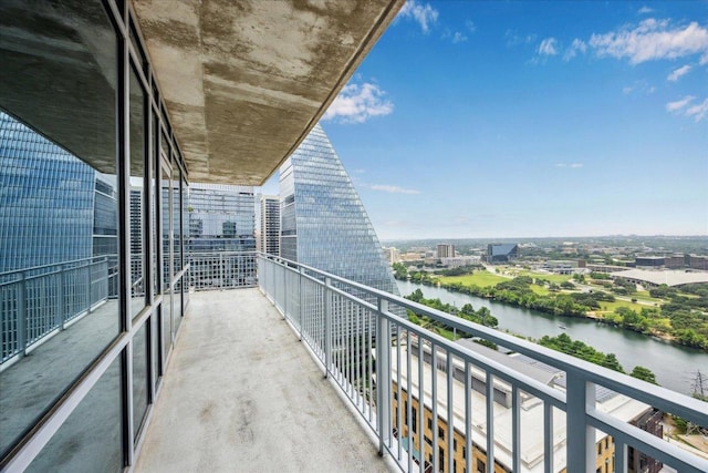 balcony with a water view