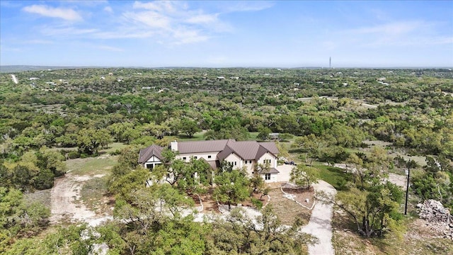 aerial view with a forest view