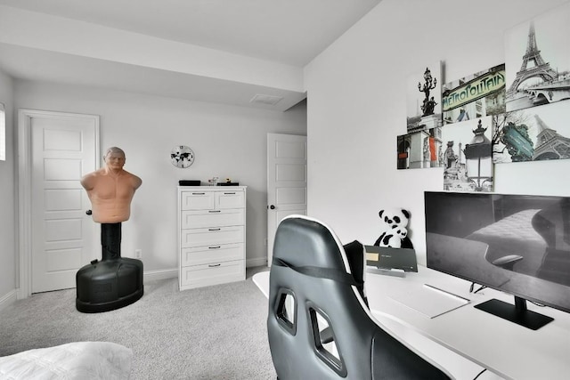 office space with carpet floors and baseboards