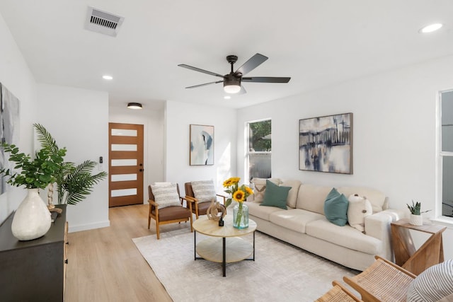 815 Sheraton Ave, Austin, TX 78745 - living area featuring light wood-type flooring, recessed lighting, ceiling fan, and baseboards