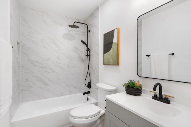 815 Sheraton Ave, Austin, TX 78745 - bathroom featuring toilet, vanity, and shower / washtub combination