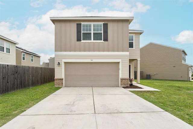 509 Peony Ct, Jarrell, TX 76537 - traditional-style home featuring brick siding, an attached garage, board and batten siding, and driveway