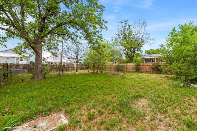 view of yard featuring a fenced backyard