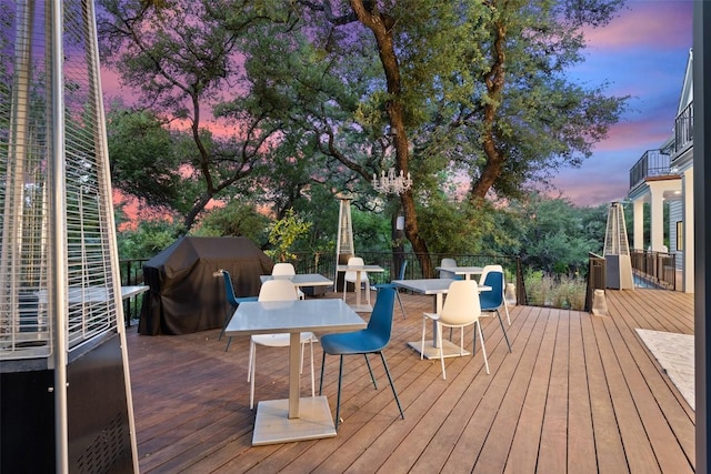 4203 Balcones Dr, Austin, TX 78731 - wooden deck featuring outdoor dining area