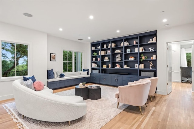4203 Balcones Dr, Austin, TX 78731 - living area featuring plenty of natural light, light wood-style floors, recessed lighting, and baseboards