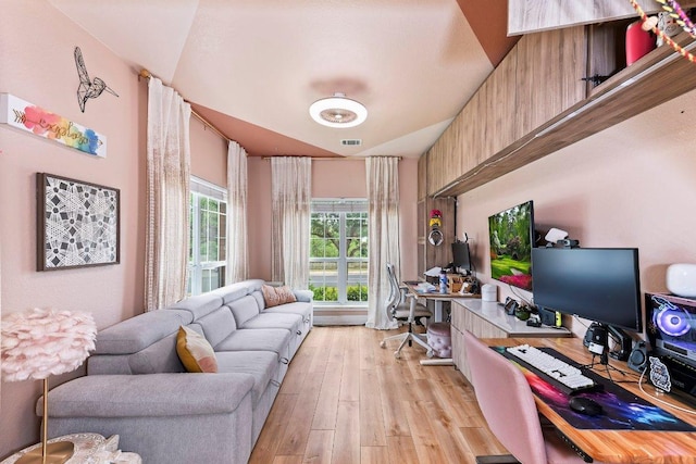 office with visible vents and light wood-style flooring