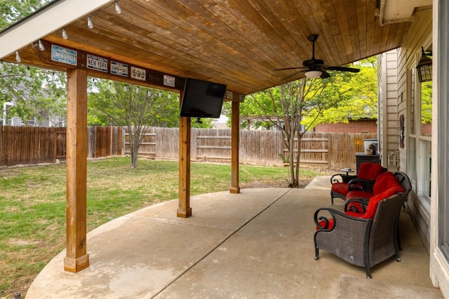 376 Sweet Gum Dr, Kyle, TX 78640 - view of patio featuring ceiling fan